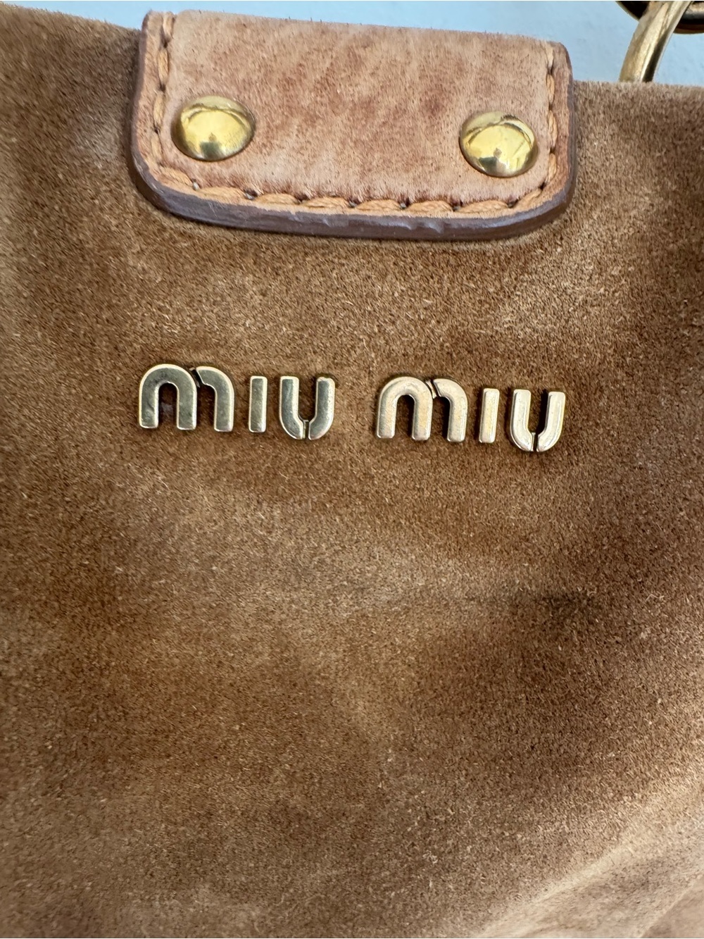 Miu Miu Brown Suede Shoulder Bag with Gold Hardware - Picture 11 of 14